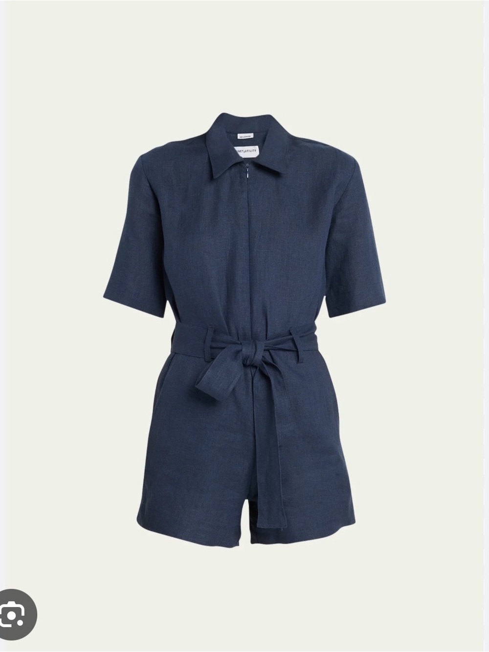 Rivet utility influencer romper navy blue linen small